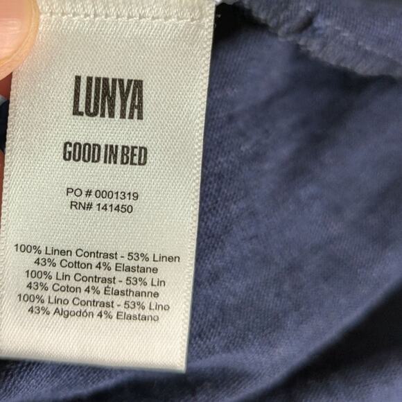 Lunya Linen Knit Cardigan Deep Blue Pockets One Size Open Front Sweater Robe - Picture 9 of 10